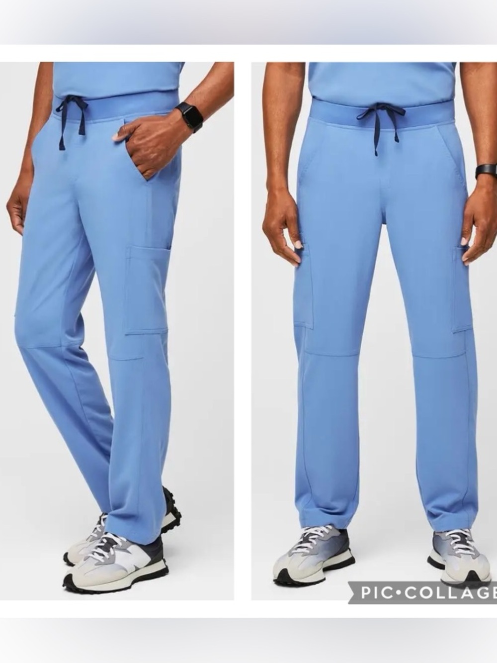 EUC FIGS Men's Axim Cargo Scrub Pants in Ceil Blue